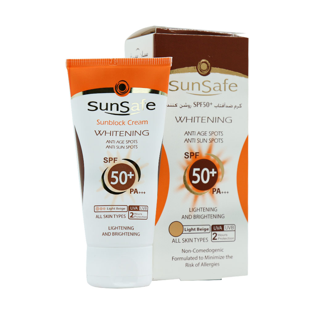 کرم ضد آفتاب SPF50 روشن کننده سان سیف مناسب انواع پوست