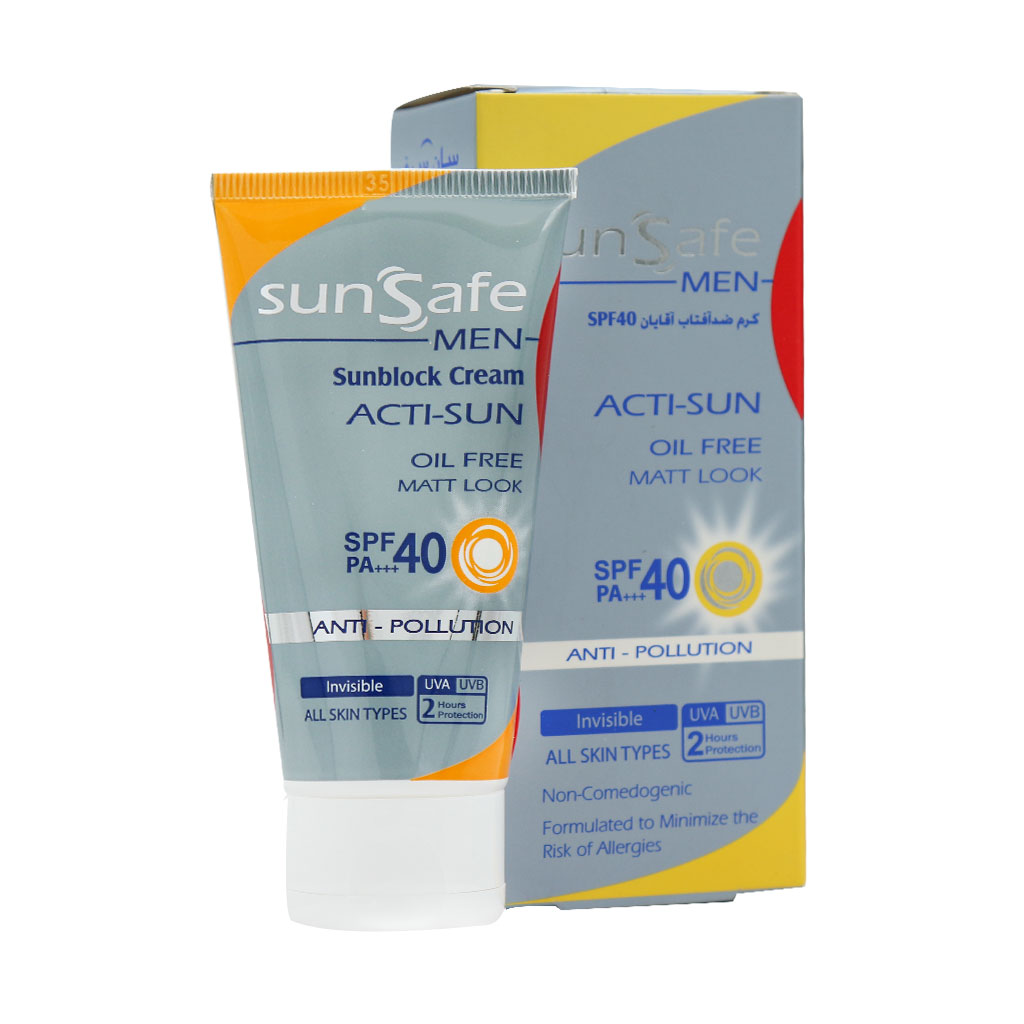 ضد آفتاب فاقد چربی spf40 آقایان سان سیف انواع پوست